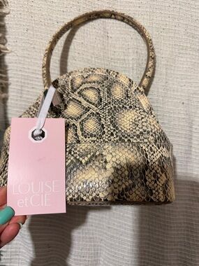 Louise et Cie Beige and Black Snake-Print Mini Top-Handle Bag